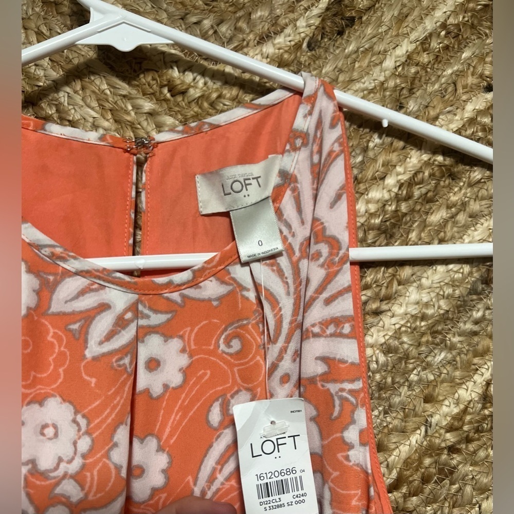 Ann Taylor Loft Coral Paisley Floral Print Lace Trim Halter Dress,Size 0,NWT - Picture 4 of 12